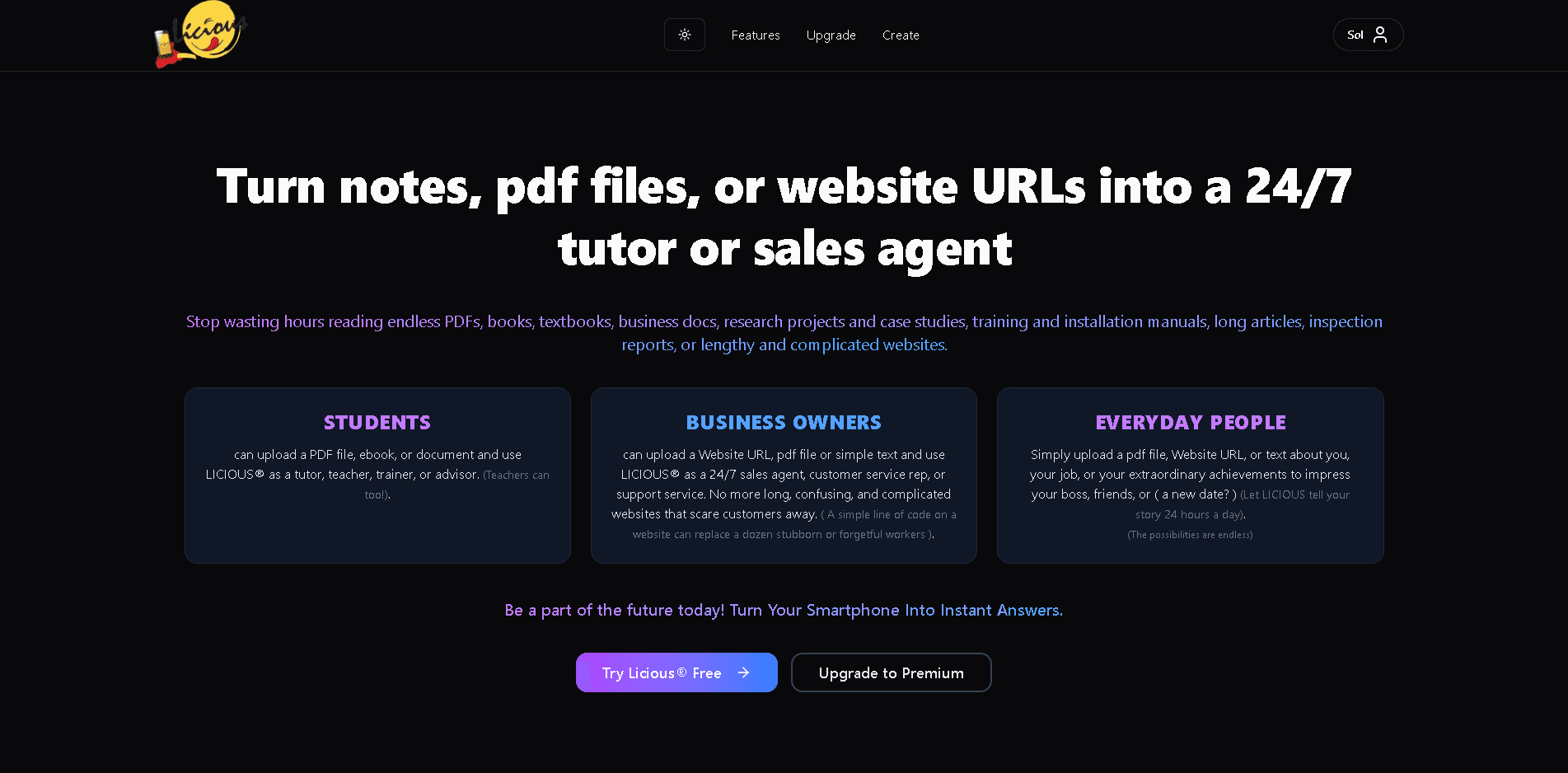 Licious.ai – SaaS AI Chatbot Platform